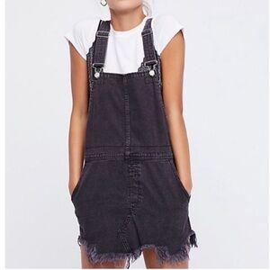 Free People Overall Dress Black Distressed